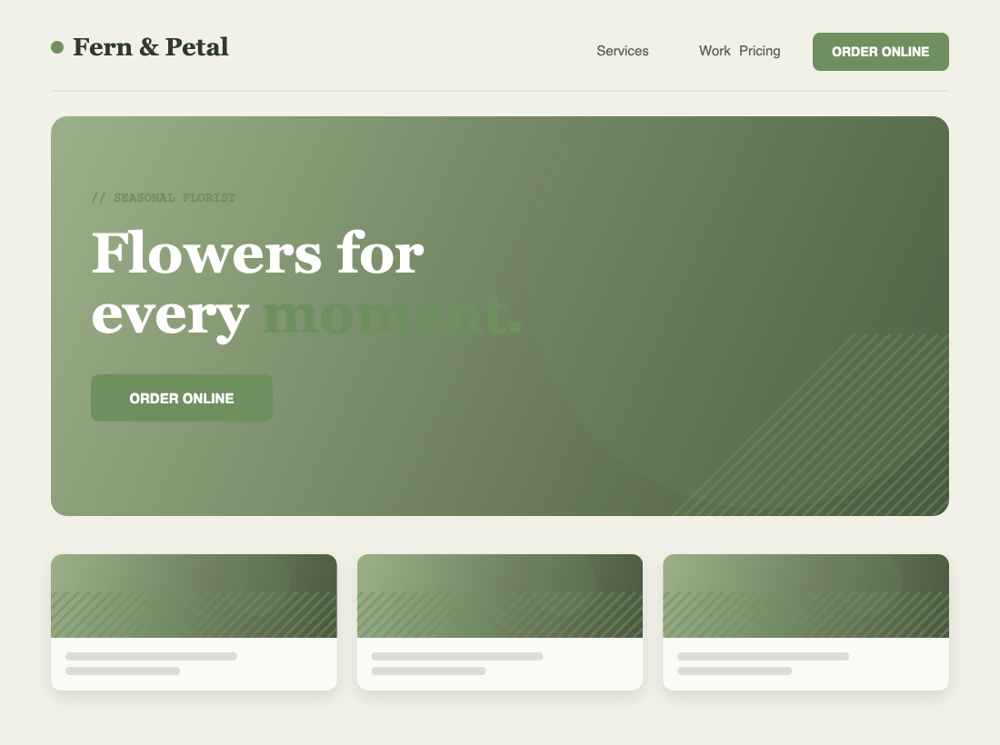 Fern & Petal — website built by 3 Day Websites