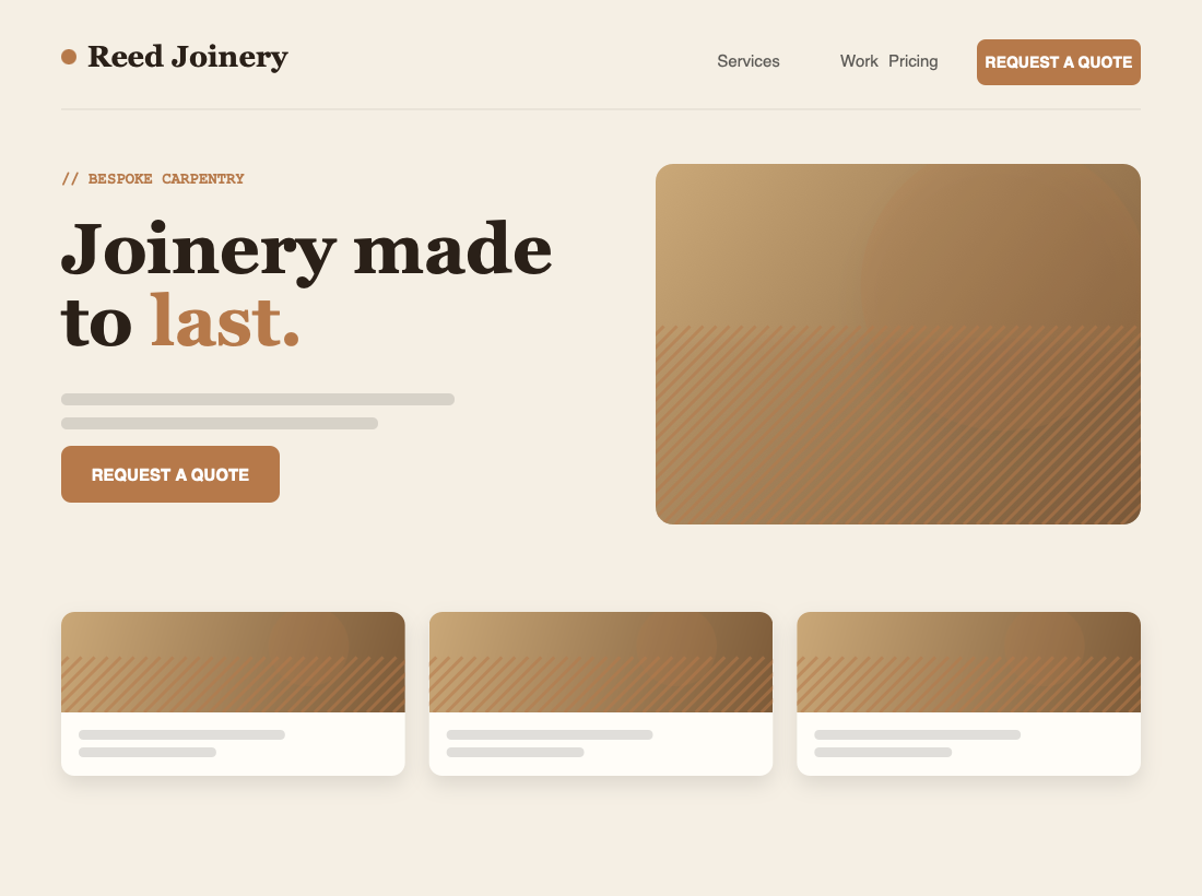 Reed Joinery — a website built by 3 Day Websites